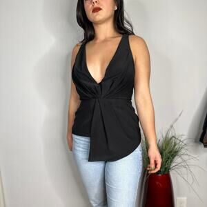 Bebe Black Low Cut Back Zipper Top